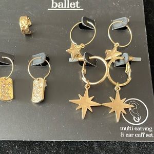 4 pairs of gold tone earrings different shapes & sizes. All for pierced ears.